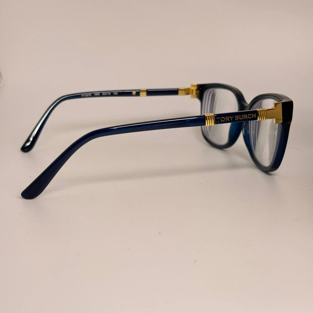 Tory Burch TY 2075 1656 Navy Blue Gold Cat Eye Eyeglass Frames 52-16-135